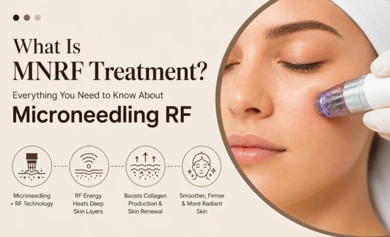 Microneedling radiofrequency (MNRF) treatment being performed on the face